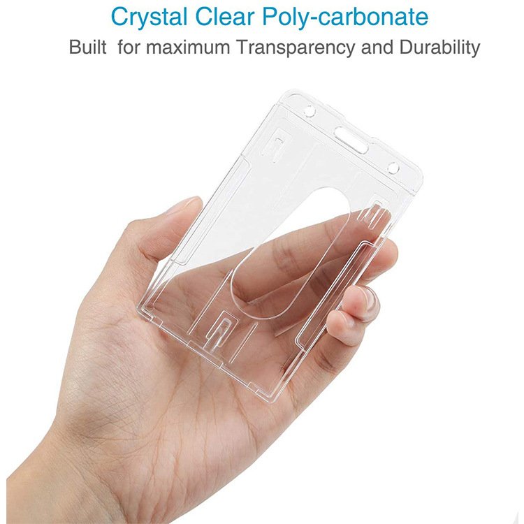 X910-1 Horizontal & Vertical Dual Use Transparent Hard Plastic Id Badge Card Holder Credit Card Bank Card Protective Case Holder