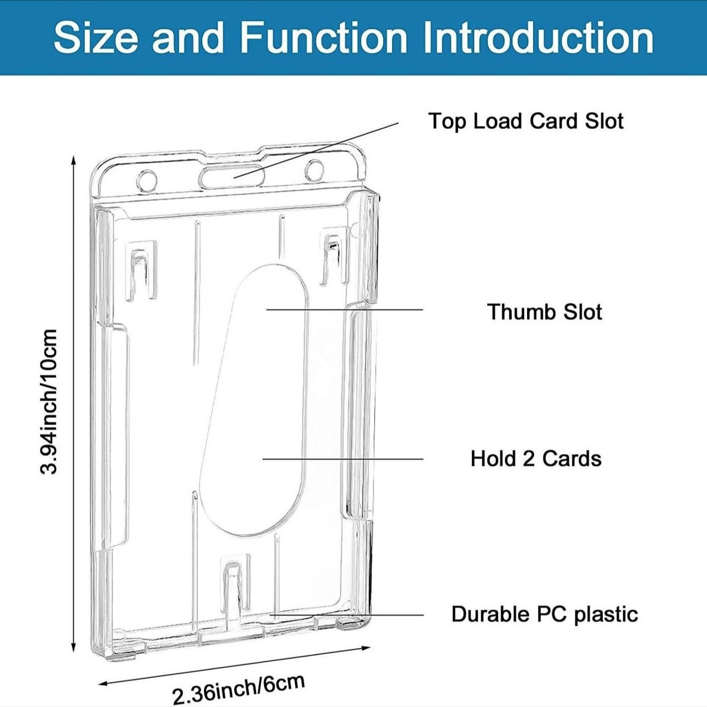 X910-1 Horizontal & Vertical Dual Use Transparent Hard Plastic Id Badge Card Holder Credit Card Bank Card Protective Case Holder