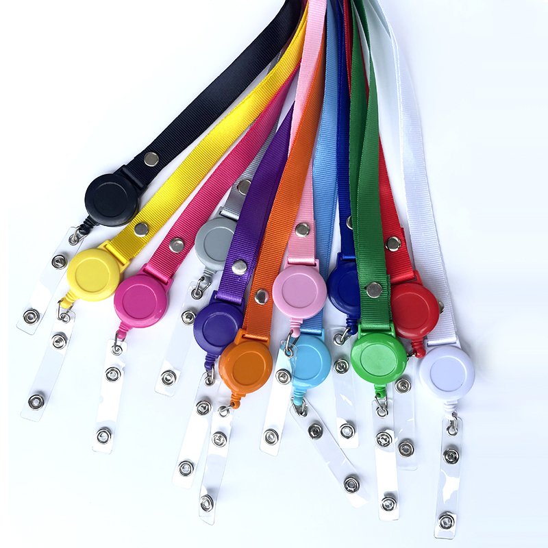 Wholesale Custom Logo Cheap Blank Plain Exhibition Yoyo Retractable Neck Lanyard With Id Card Badge Holder