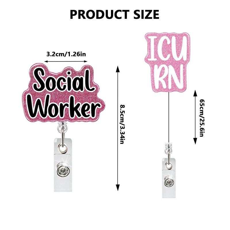 Customized Acrylic Glitter nurse badge buddy BSN Student Nures NICU RN MSN PCT RN CNA LPN Nurse Badge Reel for Nurse Accessories
