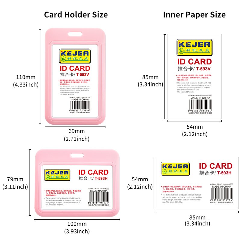 Hard Plastic Vertical ID Badge Holder Black ID Card Holder Slide Open Badge Case Protector for Lanyard