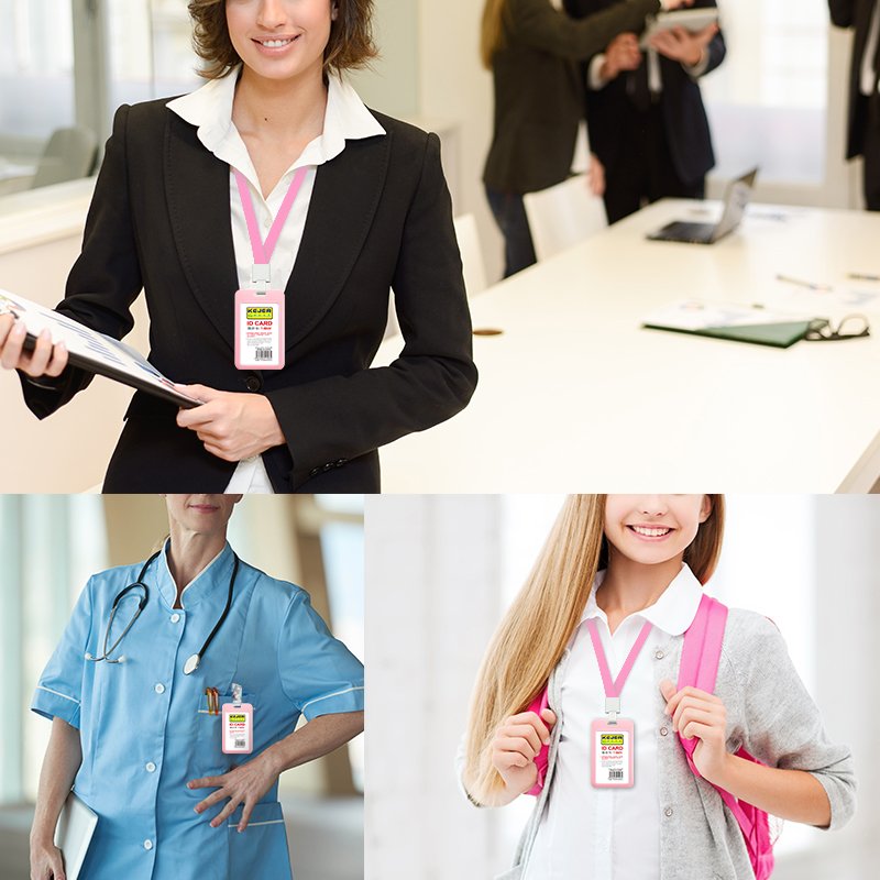 Hard Plastic Vertical ID Badge Holder Black ID Card Holder Slide Open Badge Case Protector for Lanyard