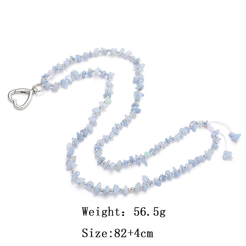 Customized Badge Work Card Heart-shaped Buckle Teacher Holder Natural Stone Beaded Lanyard Necklace