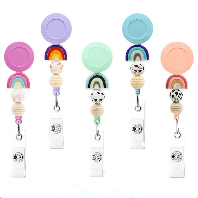 Custom Alligator Clip Badge Reel Retractable Nurse Badge Holder Silicone Beaded ID Badge