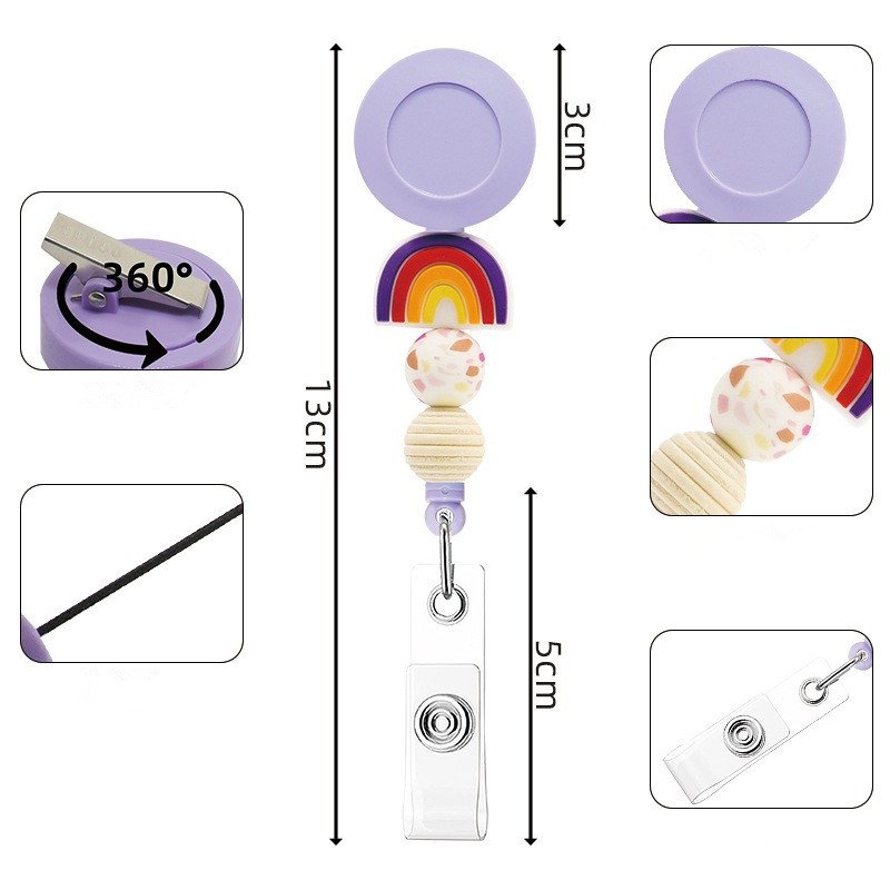 Custom Alligator Clip Badge Reel Retractable Nurse Badge Holder Silicone Beaded ID Badge