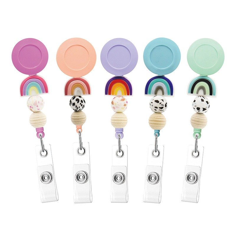Custom Alligator Clip Badge Reel Retractable Nurse Badge Holder Silicone Beaded ID Badge