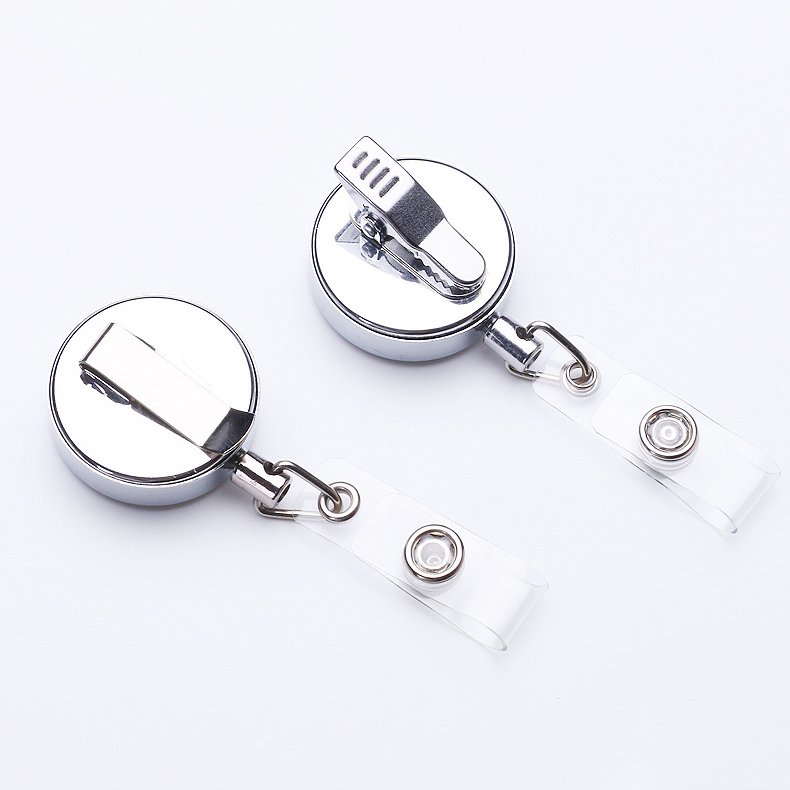 Custom Heavy Metal With Alligator Belt Clip Badge Reel Wholesale Retractable Keychain ID Card Holder