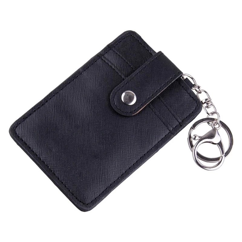 PU Leather Badge Holder Office Key Ring ID Card Holder Men Women Mini Wallet 3-Slot Credit Bus Card Bag Travel Accessories Hot