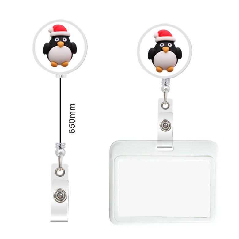 Wholesale Creative Resin Christmas Badge Reel With Clip Retractable Id Card Holder Christmas Badge Reel