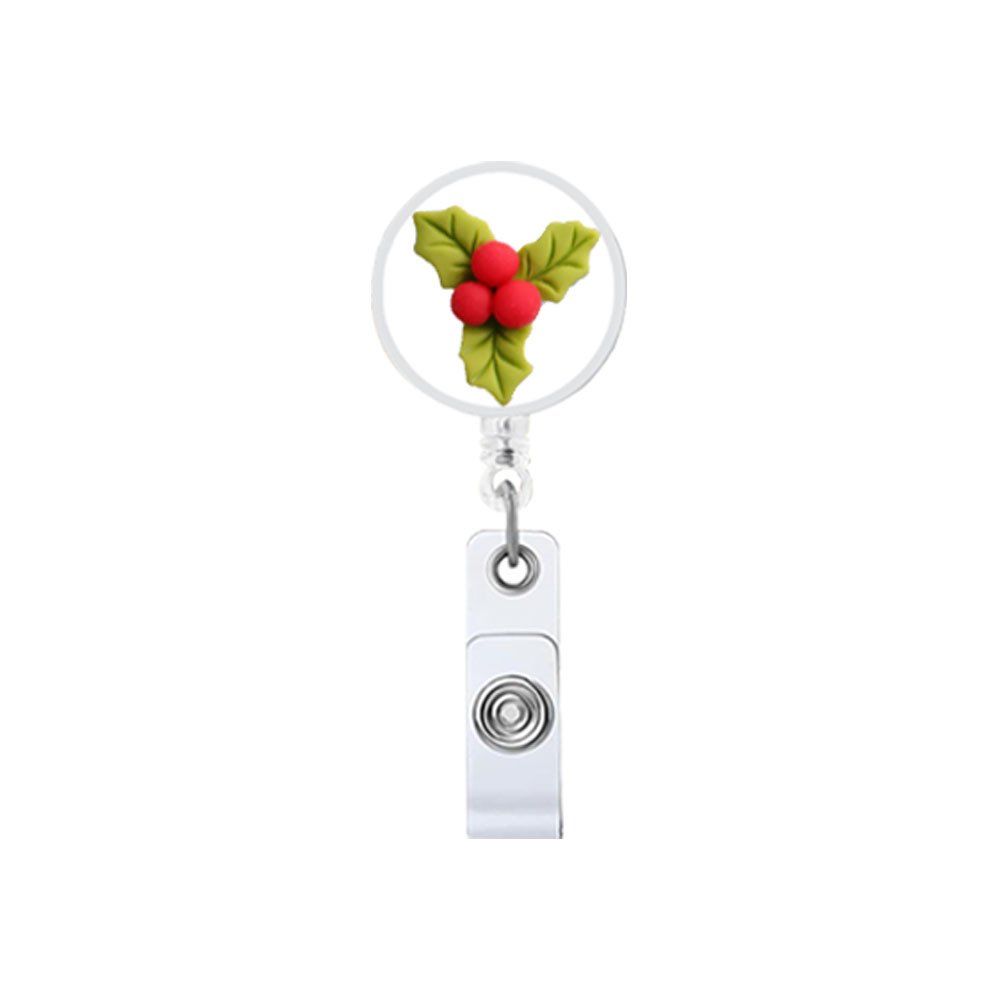 Wholesale Creative Resin Christmas Badge Reel With Clip Retractable Id Card Holder Christmas Badge Reel