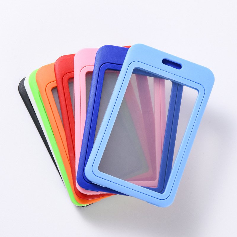 2 Sides Plastic Center Clear Window Business ID Card Cases Color Badge Hard Plastic Double-Faced Transparent Card Holder