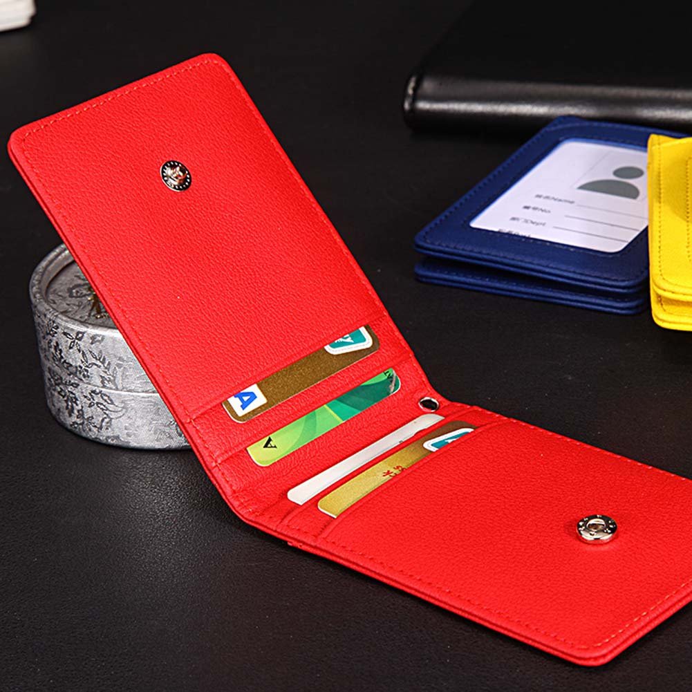 China Factory Directly Leather Badge Holder ID Card Holder with Snap Closure Large Capacity Secure Badge Holder