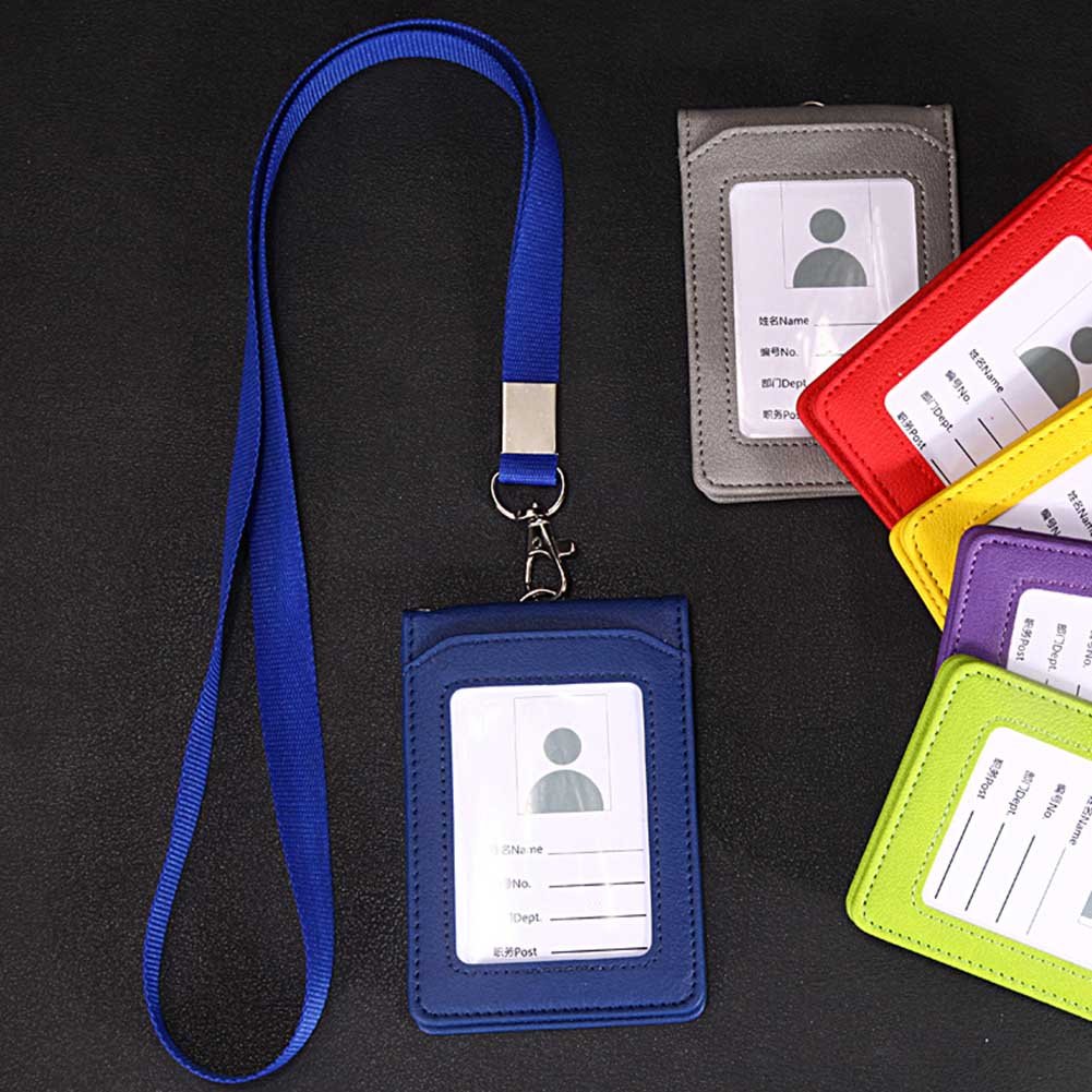 China Factory Directly Leather Badge Holder ID Card Holder with Snap Closure Large Capacity Secure Badge Holder