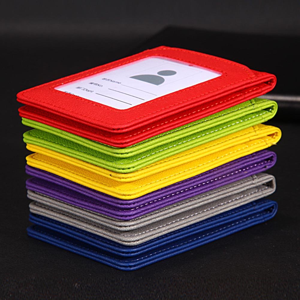China Factory Directly Leather Badge Holder ID Card Holder with Snap Closure Large Capacity Secure Badge Holder