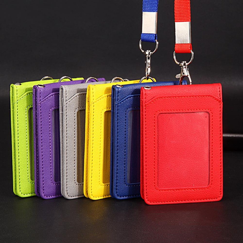 China Factory Directly Leather Badge Holder ID Card Holder with Snap Closure Large Capacity Secure Badge Holder