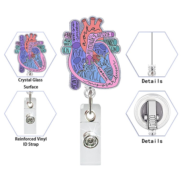 Contemporary Fashionable Cheap High Quality Heart Beat Name Nurse Badge Reel Badge Holder
