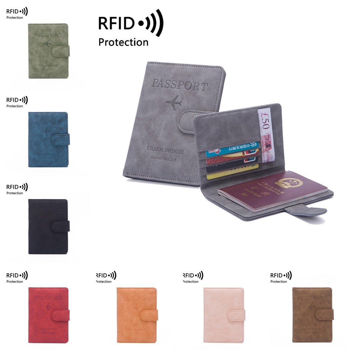 Customized black passport wallet ID card badge cover passport holder purse travel passport holder with your logo
