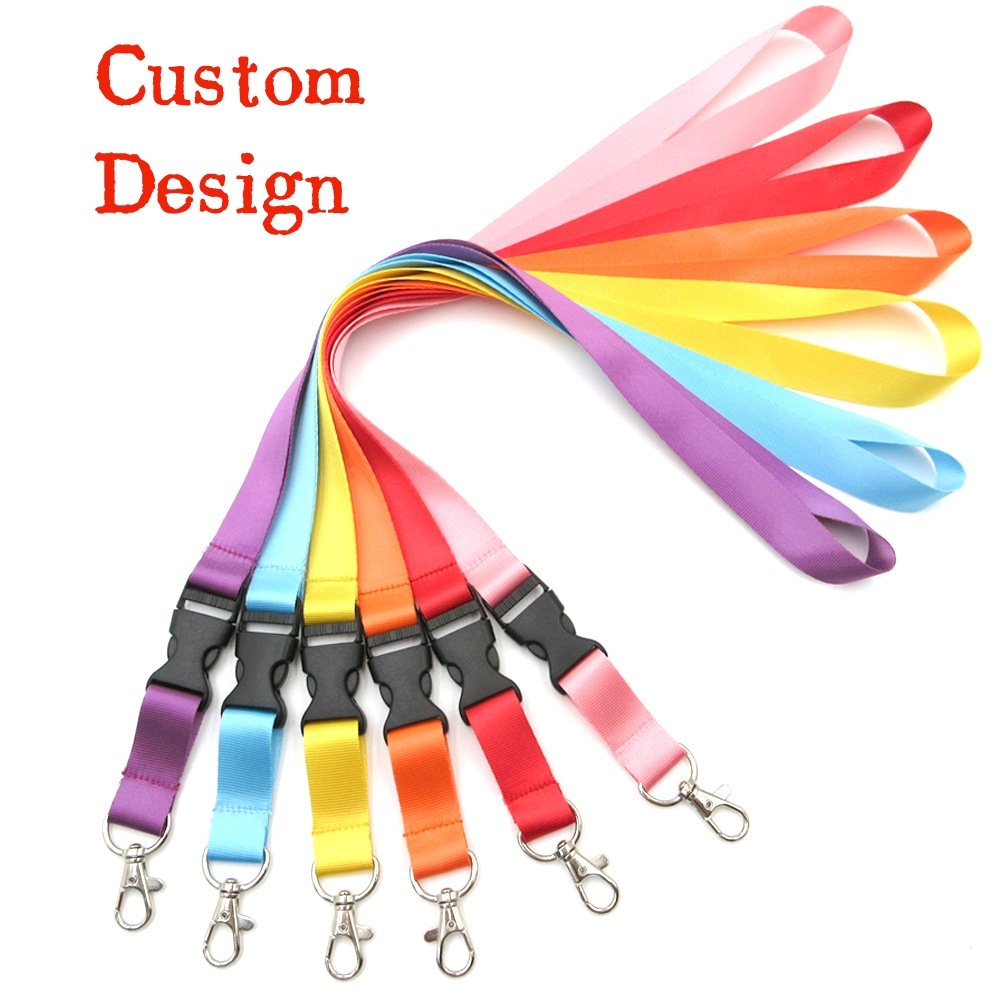 Custom Printed Logo Nylon Polyester Lanyards Anti Lose Rope Phone Lanyard Full Color Neck Strap With Safety Buckle