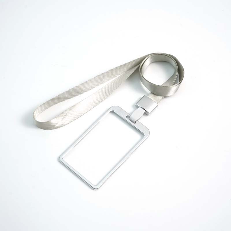 Bestom Nylon Lanyard Straps with Metal Id Card Holder Vertical Aluminium Staff Badge Name Tag Case