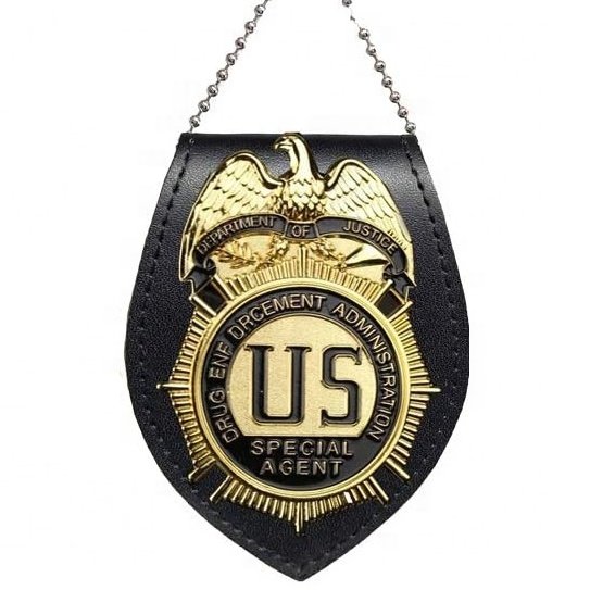 Custom Logo Badge Purse Split Genuine Leather Neck Wallet Badge Holder Purse ID Card Holder Badge Cases