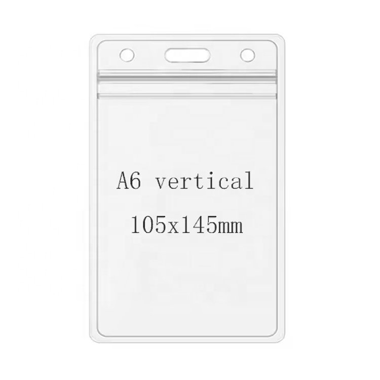 A6 Vertical Clear soft PVC card holder id name tags badge holder
