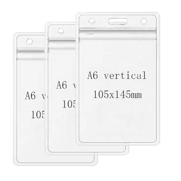 A6 Vertical Clear soft PVC card holder id name tags badge holder