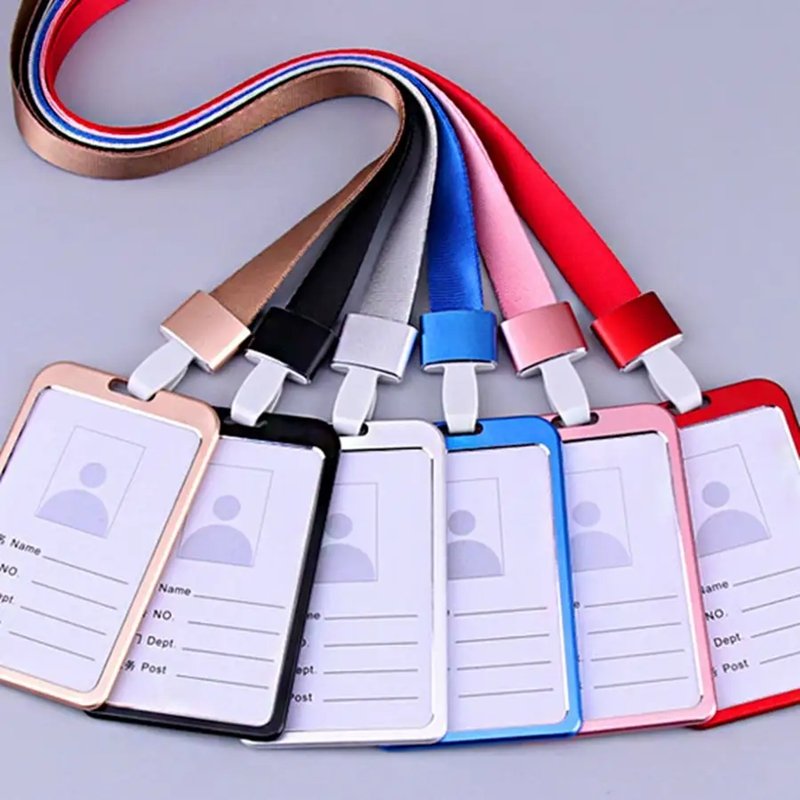 Fashion Card Cover Women Aluminum Alloy Work Name Card Holders Business Work Card ID Badge Lanyard Holder Metal Bags Case