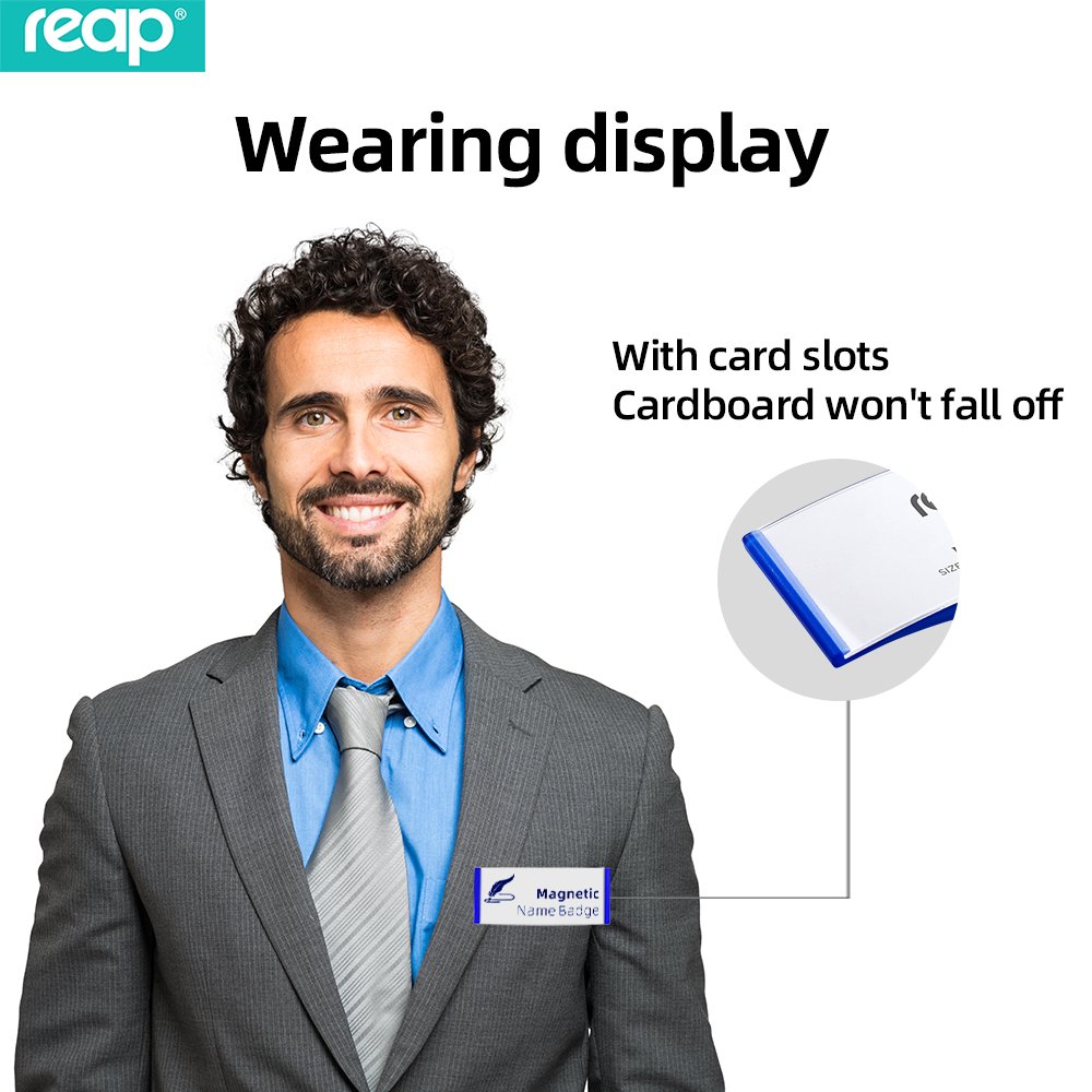 REAP 7001 reusable plastic magnetic name badge holder for staff or magnetic name tag for party