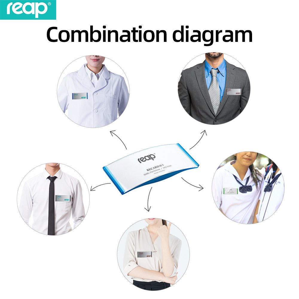 REAP 7001 reusable plastic magnetic name badge holder for staff or magnetic name tag for party