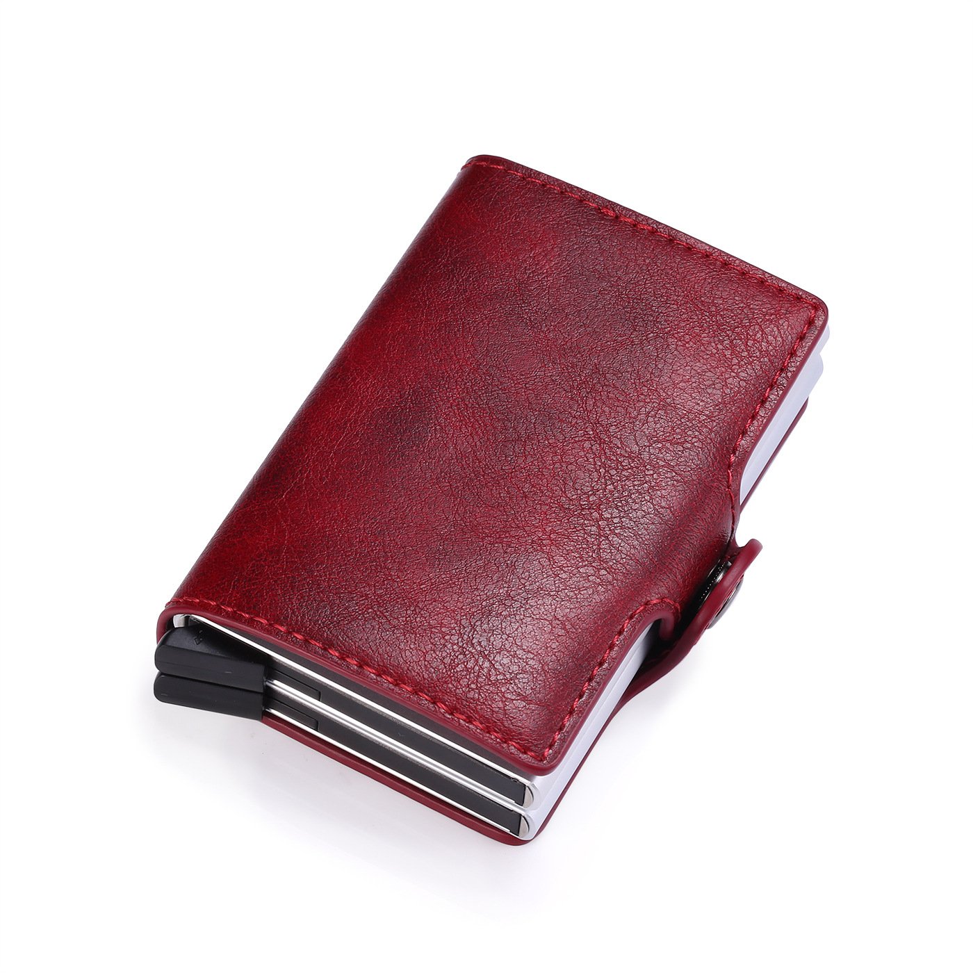 PU ID Badge Card Pocket Holder Business Name Card Badge Holder Leather Like Badge Holder 1 windows with custom logo