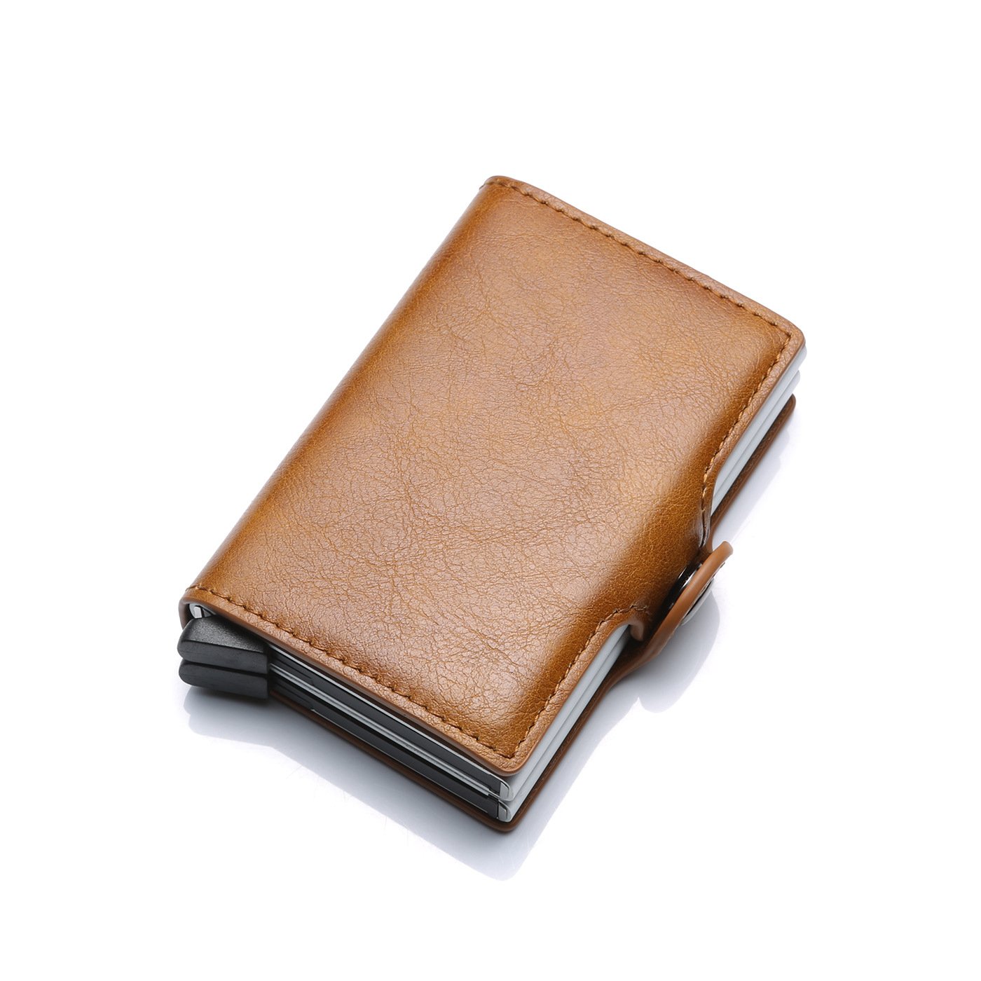 PU ID Badge Card Pocket Holder Business Name Card Badge Holder Leather Like Badge Holder 1 windows with custom logo
