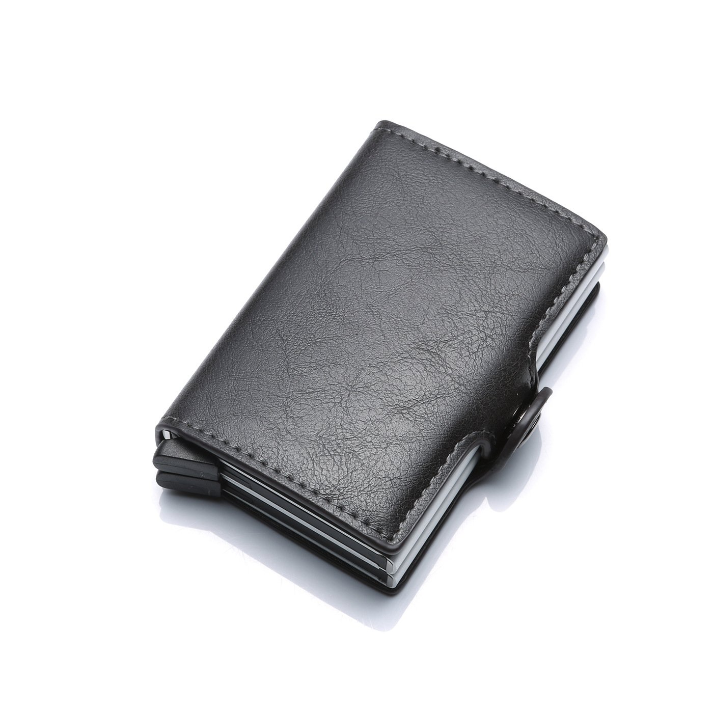 PU ID Badge Card Pocket Holder Business Name Card Badge Holder Leather Like Badge Holder 1 windows with custom logo