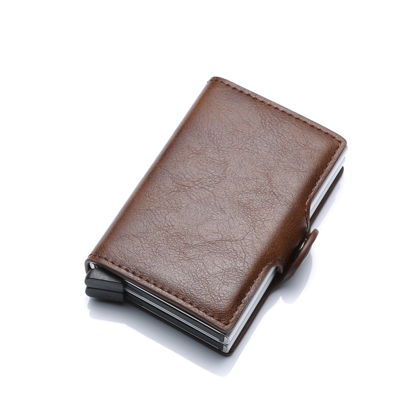 PU ID Badge Card Pocket Holder Business Name Card Badge Holder Leather Like Badge Holder 1 windows with custom logo