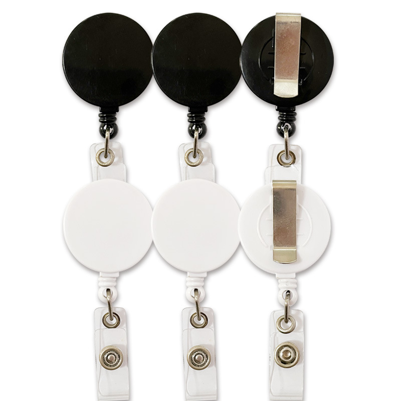 Pullther retractable metal badge clip scroll heavy-duty keychain ID card clip name tag clip key business card holder for badge