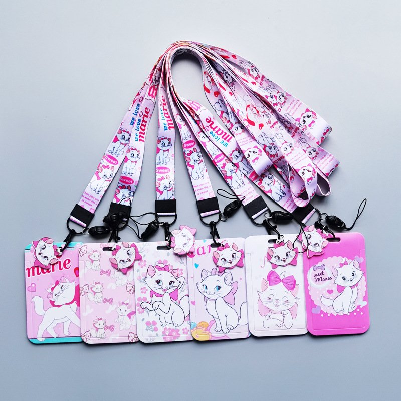 Hot sale cartoon lanyards custom print long polyester anime lanyard with id card badge holder
