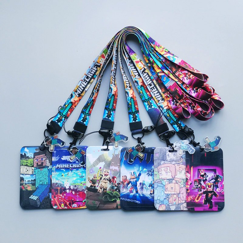 Hot sale cartoon lanyards custom print long polyester anime lanyard with id card badge holder