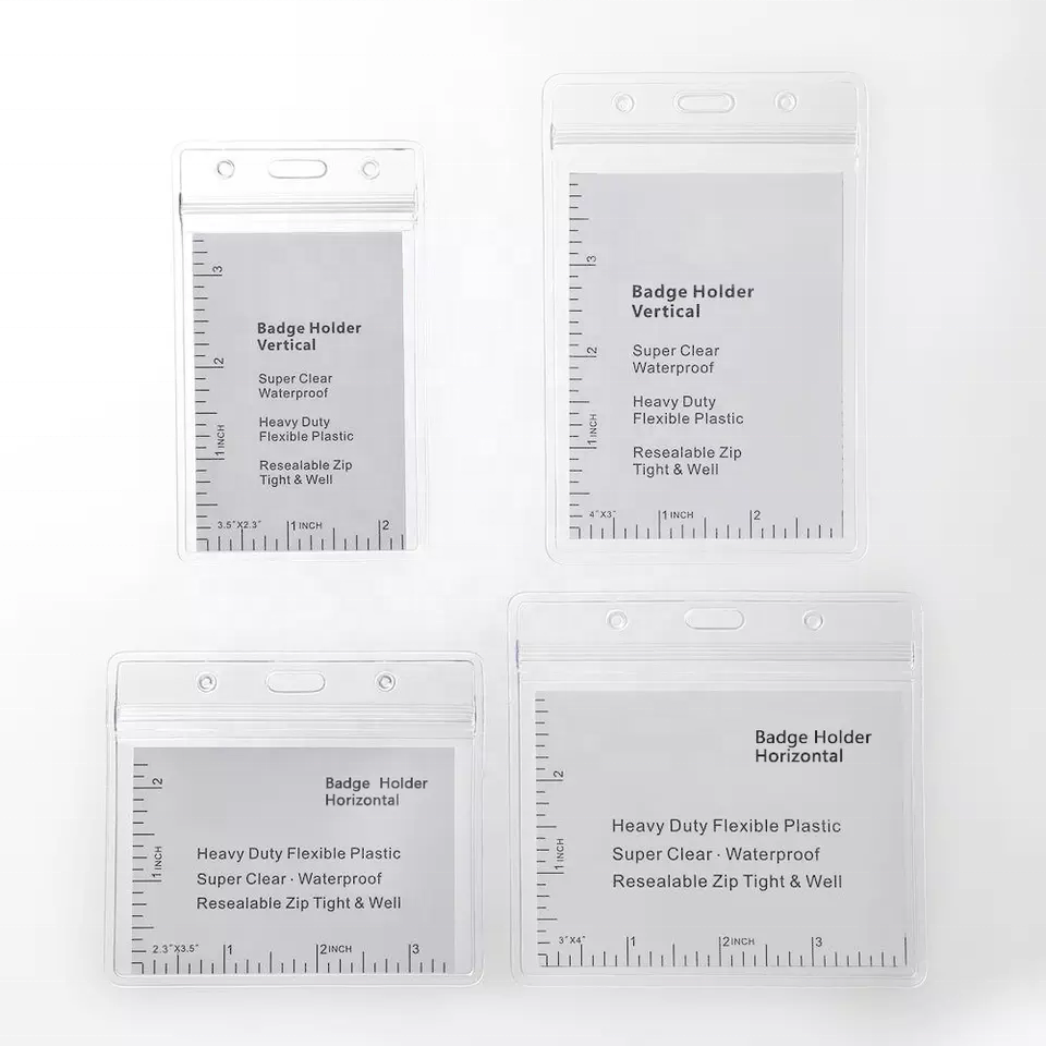 Factory sale new custom Crystal Clear ID Card Hard Plastic Badge Holder Transparent Hard Plastic ID Card Holder