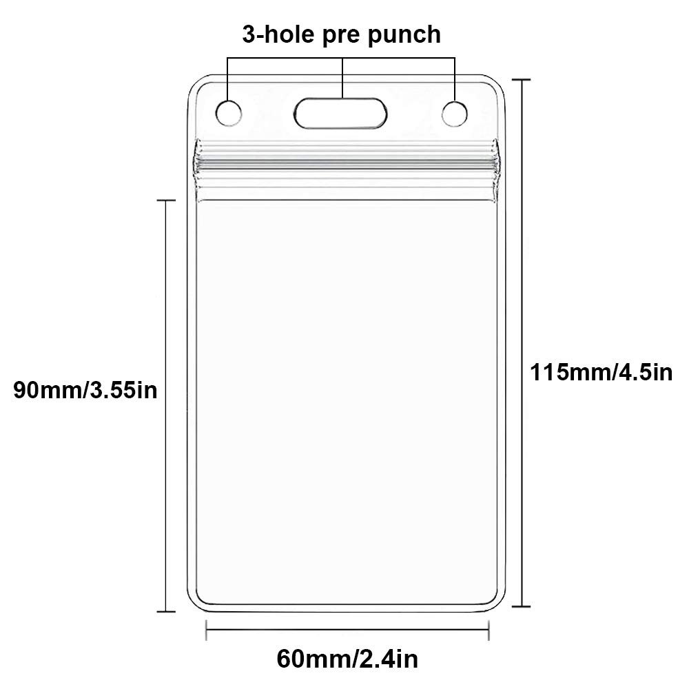 Rigid Vertical ID Badge Holders Sealable Waterproof Clear Soft Plastic Holder For Credit card