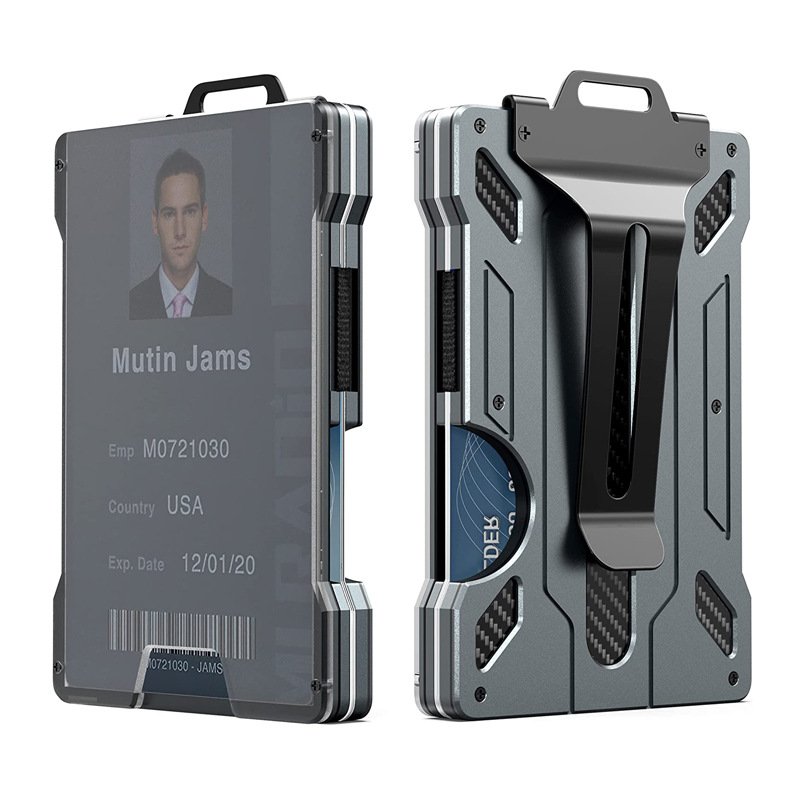 EDC Portable Aluminum Wallet With Clear Window ID Badge Holder RFID Metal Wallet For Men
