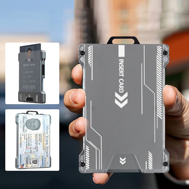 EDC Portable Aluminum Wallet With Clear Window ID Badge Holder RFID Metal Wallet For Men