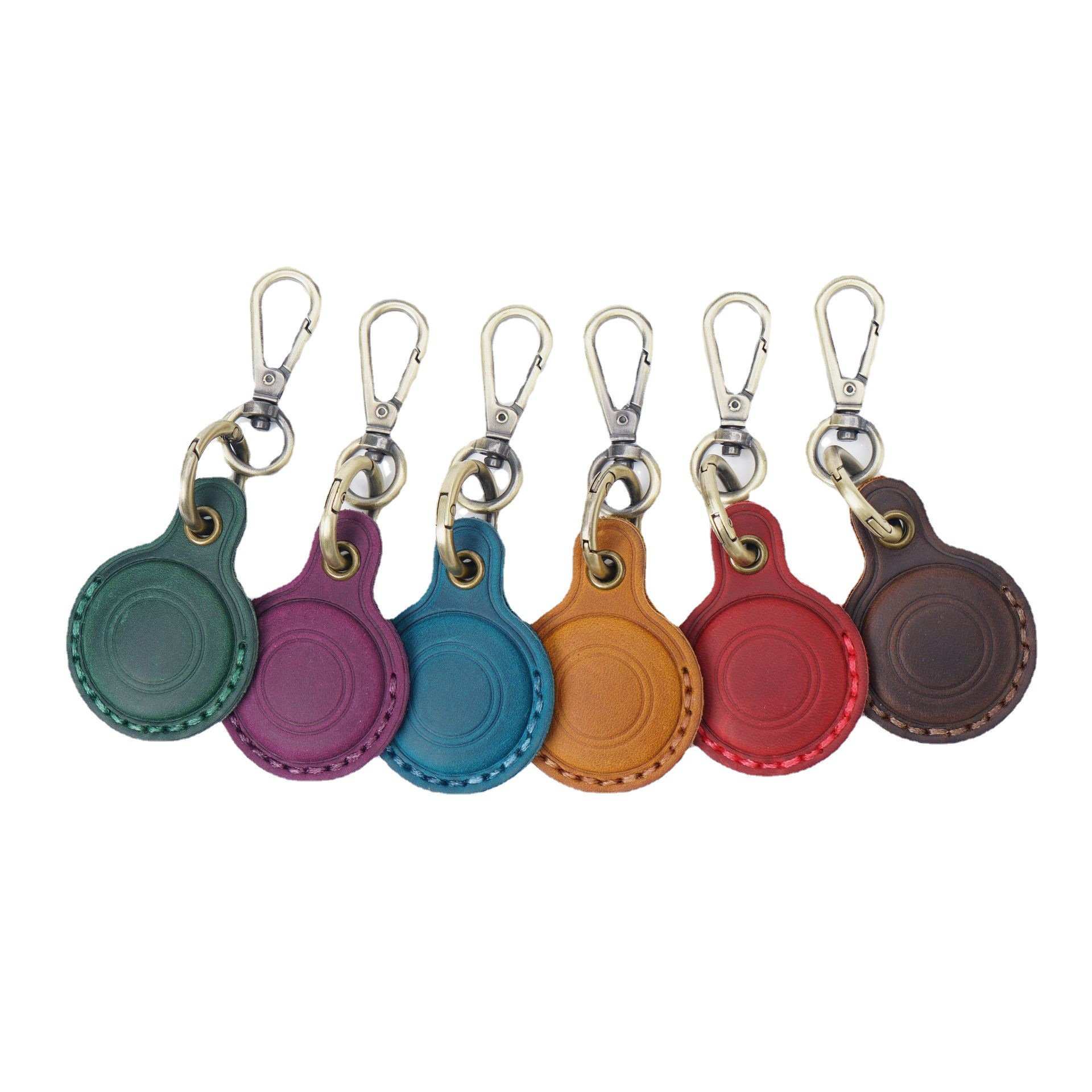 New Retro Leather KeyRing For Apple Airtag Locator Tracker Device Anti-drop Anti-rubbing Protective Keychain Accessories