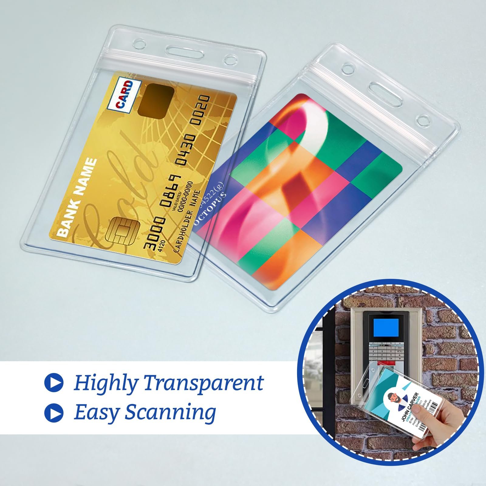 Custom Logo Waterproof Transparent Clear Soft Pvc Card Holder Name Id Badge Holder