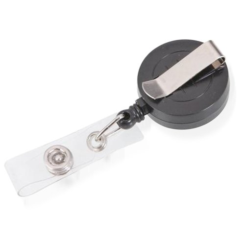 Round Retractable ID Card Badge Holder With Snap Button