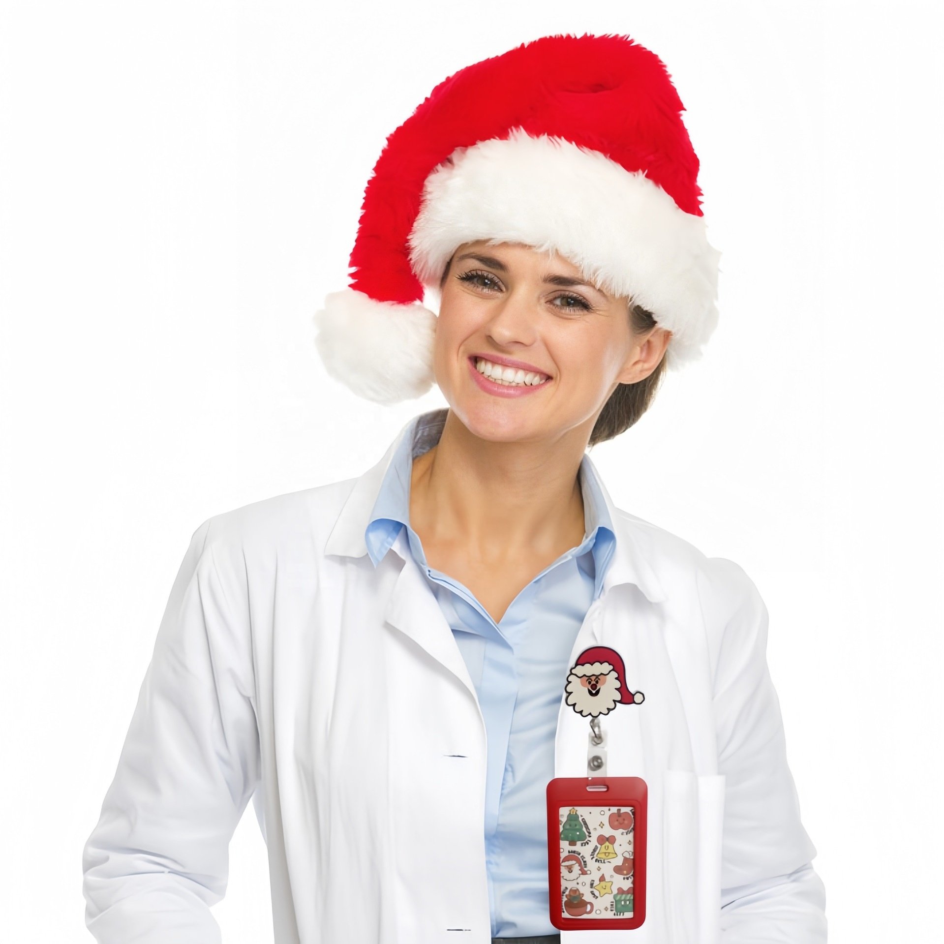 2024 New Model Christmas Swivel Retractable Badge Clip and UV Printing Card Holder Set Combination Badge Reel Card Holder Set