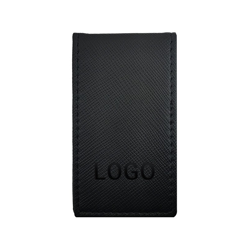 Leather money clip wallet black magnet card holder business gift wallet for
