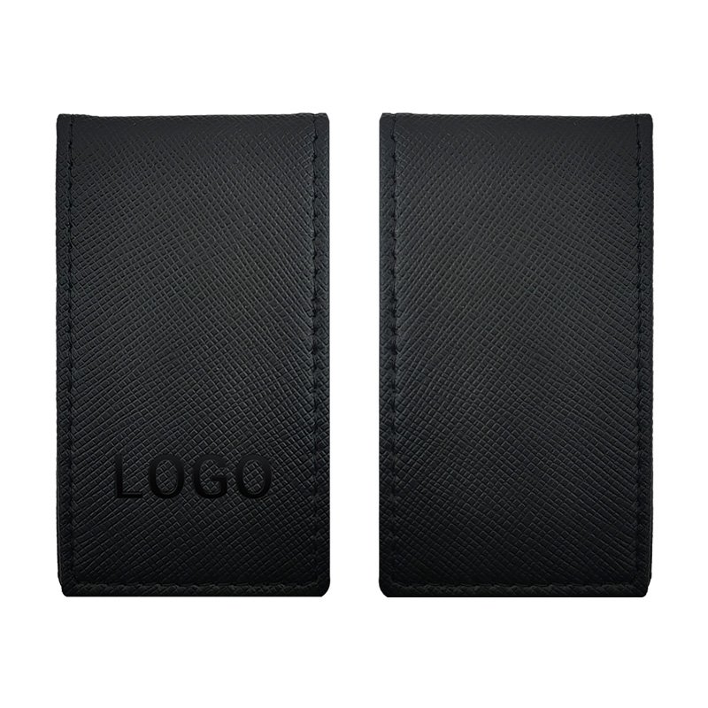 Leather money clip wallet black magnet card holder business gift wallet for