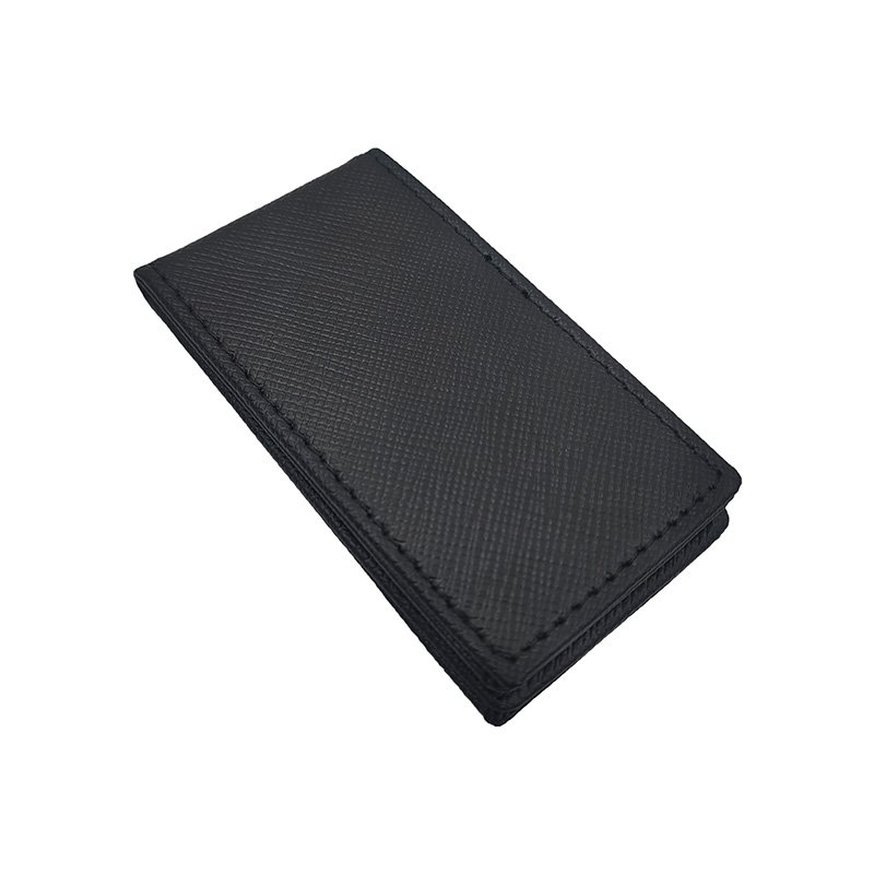 Leather money clip wallet black magnet card holder business gift wallet for