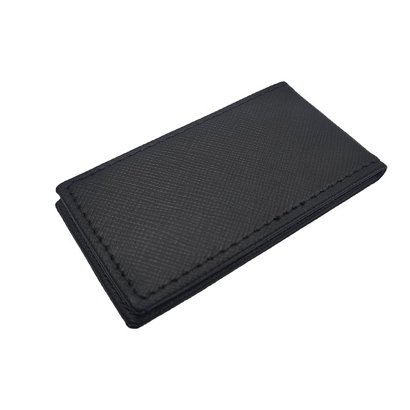 Leather money clip wallet black magnet card holder business gift wallet for