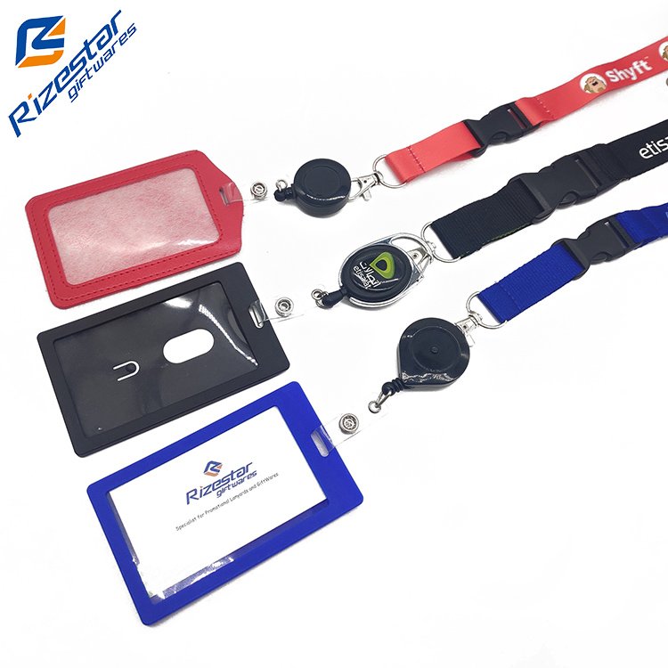 2024 custom keychain lanyards id badge holder id card holder badge reel lanyard with logo polyester lanyard