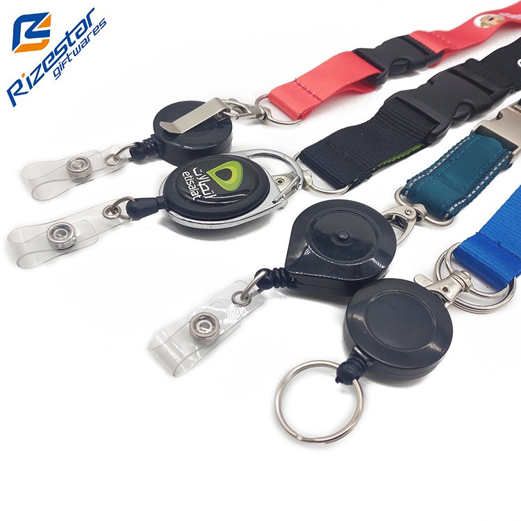 2024 custom keychain lanyards id badge holder id card holder badge reel lanyard with logo polyester lanyard